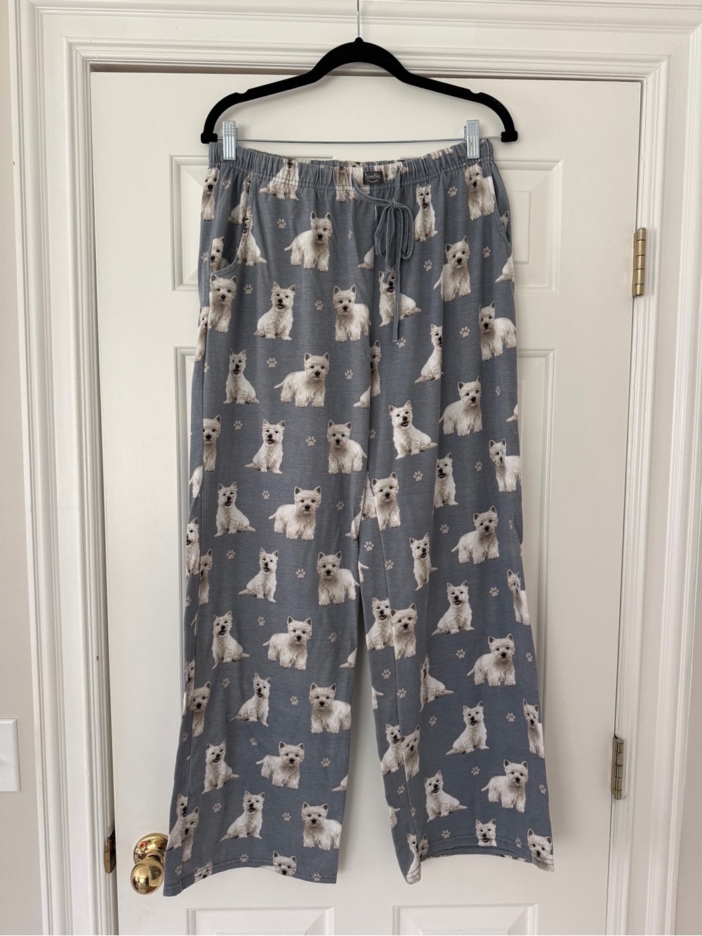 Women’s Gray Puppy Print Pajama Pants - Large